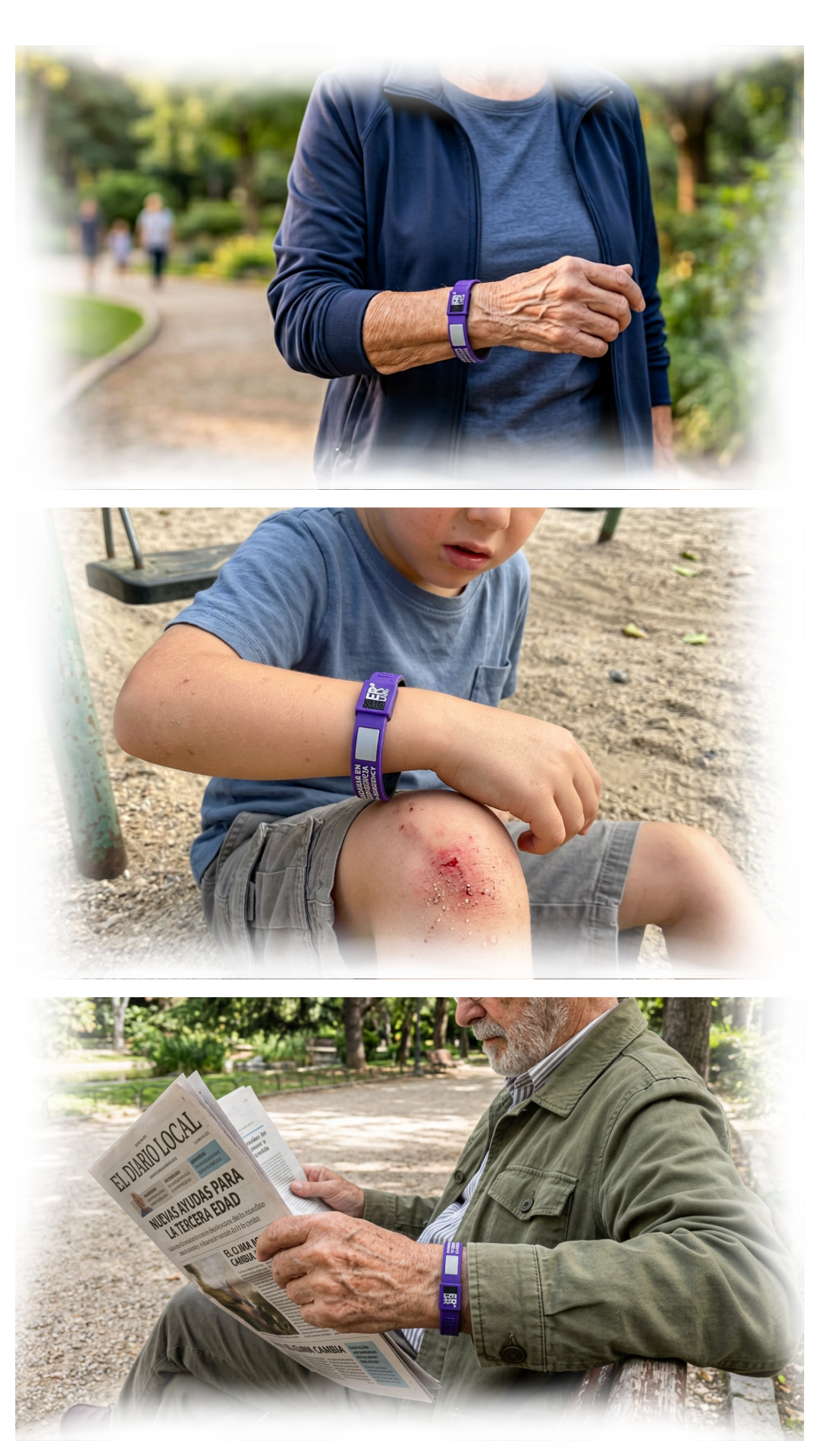Adultos mayores y niños con manilla QR ER-LINK