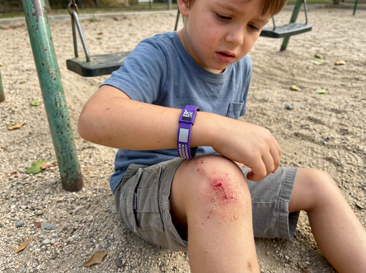 Niño con manilla QR ER-LINK